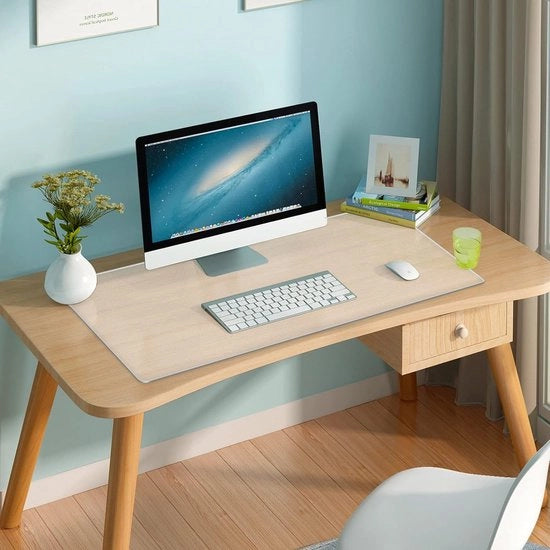 Sostegno per scrivania, trasparente strutturato, 80 x 40 cm, bordi rotondi, sostegno per scrivania, trasparente, antiscivolo, strutturato, lavabile, PVC, sostegno per scrivania per ufficio