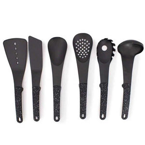Set Mestoli da Cucina 7 Pz Resistenti al Calore Antiaderenti Colore Nero