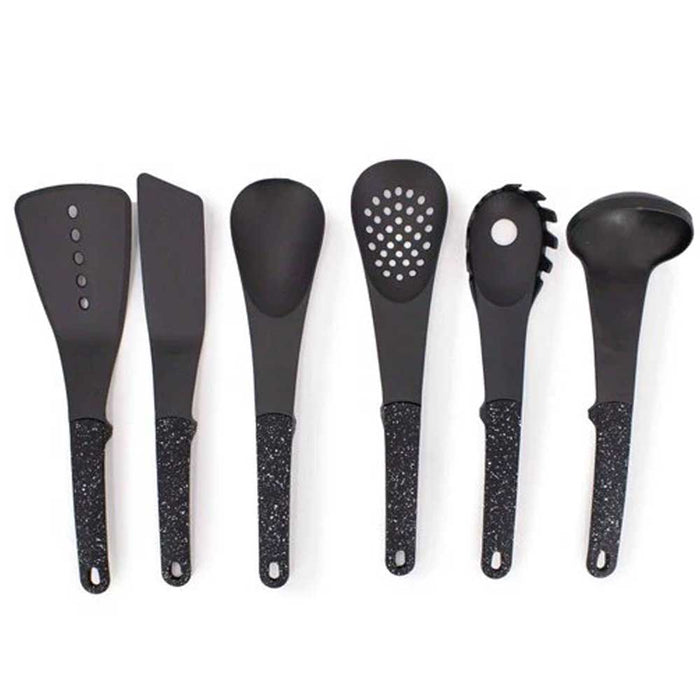 Set Mestoli da Cucina 7 Pz Resistenti al Calore Antiaderenti Colore Nero