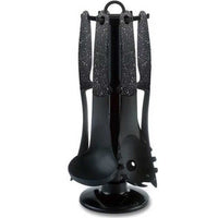 Set Mestoli da Cucina 7 Pz Resistenti al Calore Antiaderenti Colore Nero