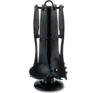 Set Mestoli da Cucina 7 Pz Resistenti al Calore Antiaderenti Colore Nero