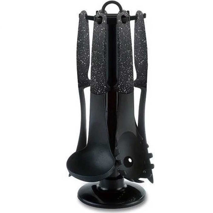 Set Mestoli da Cucina 7 Pz Resistenti al Calore Antiaderenti Colore Nero