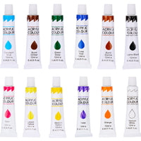 Valigetta Acrilica con 12 Tubi Pittura Acrilico e Pennelli Set Pittore in Legno