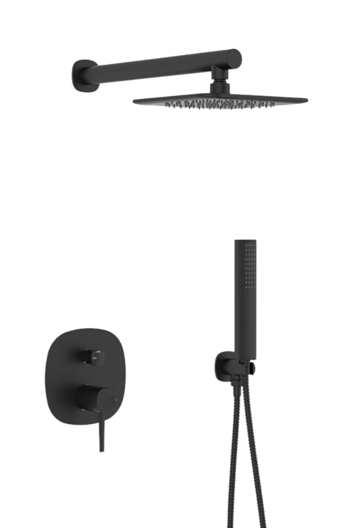 Set doccia – nero opaco, soffione, braccio doccia e miscelatore doccia