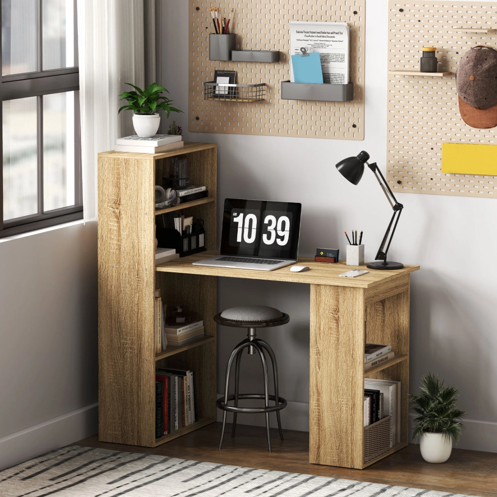 Scrivania angolare con libreria ¨C Zephmum ¨C Rovere 120x60x180