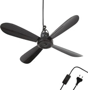 Ventilatore per soffitto - 2 Metri cavo - 40cm Ø - Plastica - Camera da letto - Salotto - Ventilatore per soffitto - 5W - Ripiegabile - Silenzioso 25 dB - Nero