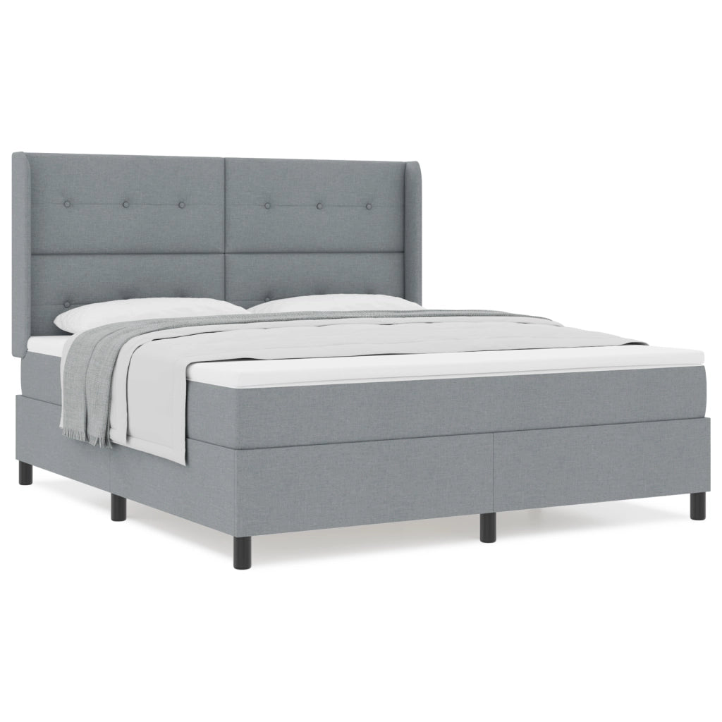 Letto a Box con Materasso Grigio Chiaro 180x200 cm Tessuto