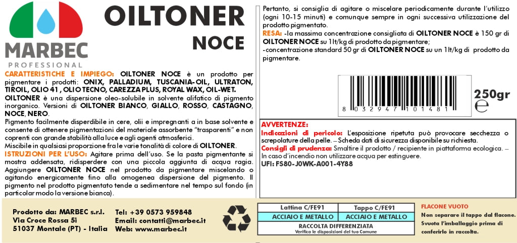 Pigmento in dispersione oleo-solubile OILTONER NOCE   250GR
