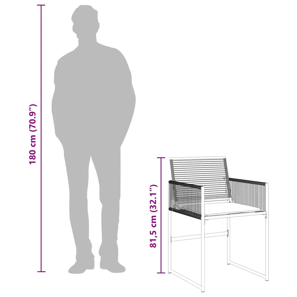 Set da Pranzo da Giardino 5 pz | Set Salotto da Giardino Nero con Cuscini in Polyrattan