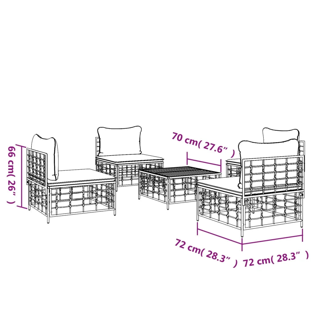 Set Divani da Giardino 5 pz con Cuscini Antracite in Polyrattan 3186711