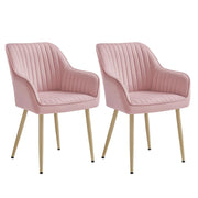 Sedia da pranzo poltrona seduta imbottita con braccioli larghezza seduta 49 cm gambe in metallo rivestimento in velluto portata 110 kg per soggiorno o camera da letto rosa 12_0004915