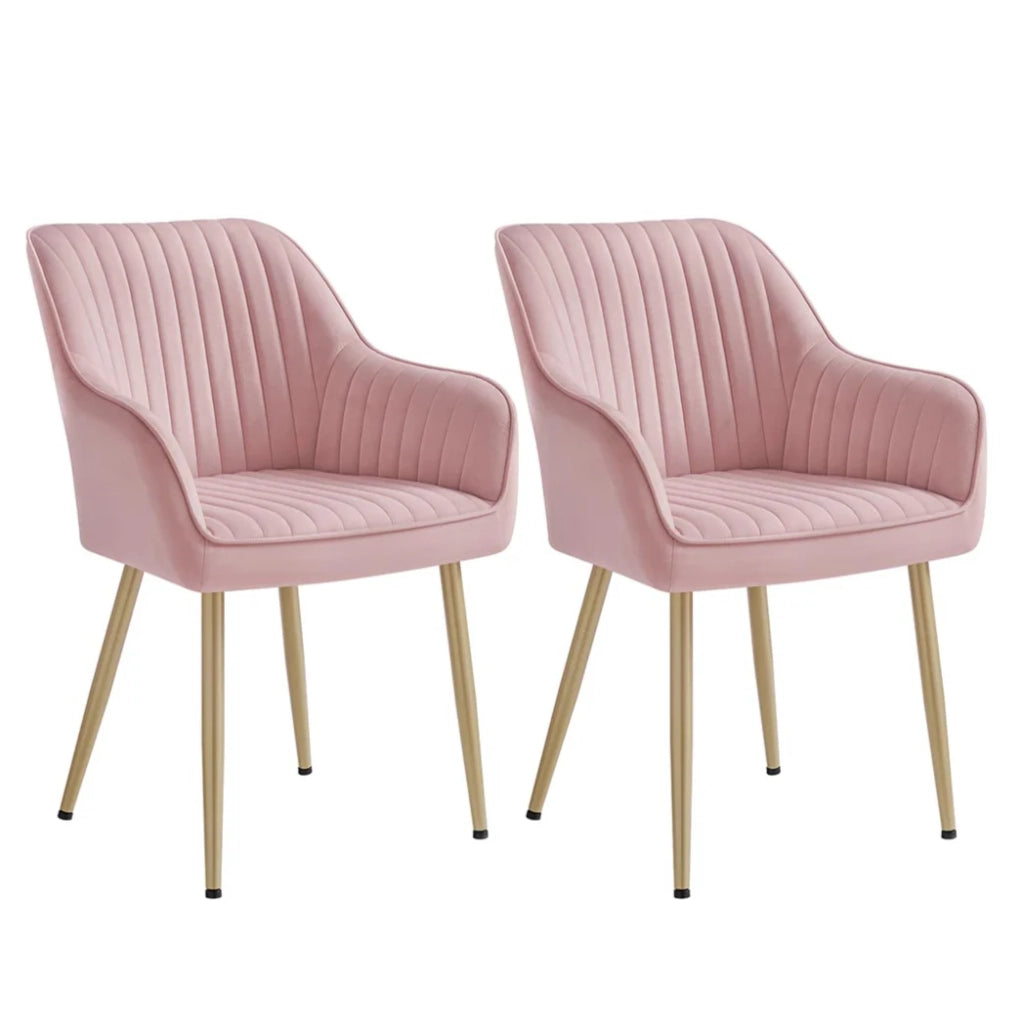 Sedia da pranzo poltrona seduta imbottita con braccioli larghezza seduta 49 cm gambe in metallo rivestimento in velluto portata 110 kg per soggiorno o camera da letto rosa 12_0004915