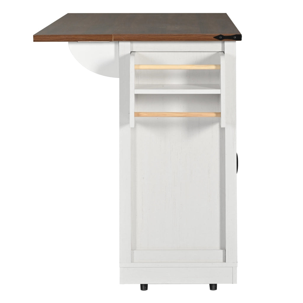 ISOLA DA CUCINA 140x45x94 cm Beige in MDF e metallo con piano richiudibile su ruote