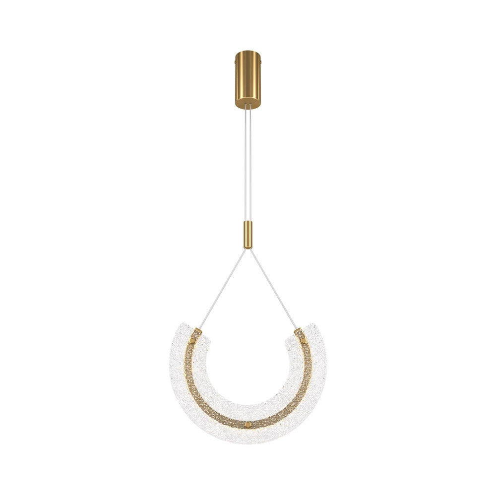 Sospensione Contemporanea Maya Alluminio Oro 1 Luce Diffusore Vetro