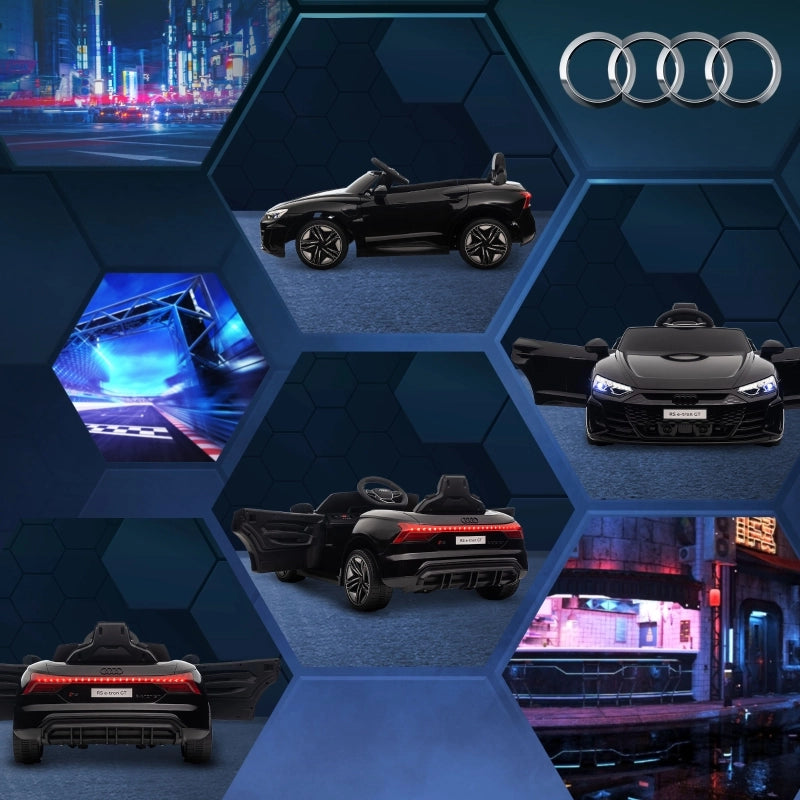 Auto elettrica per bambini, con licenza Audi, con cintura di sicurezza, telecomando, luci, nera, 103 x 58 x 41 cm