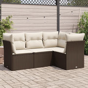 Set Divano da Giardino 4 pz con Cuscini-Sofa da Giardino-Divanetto da esterno Marrone in Polyrattan 949118