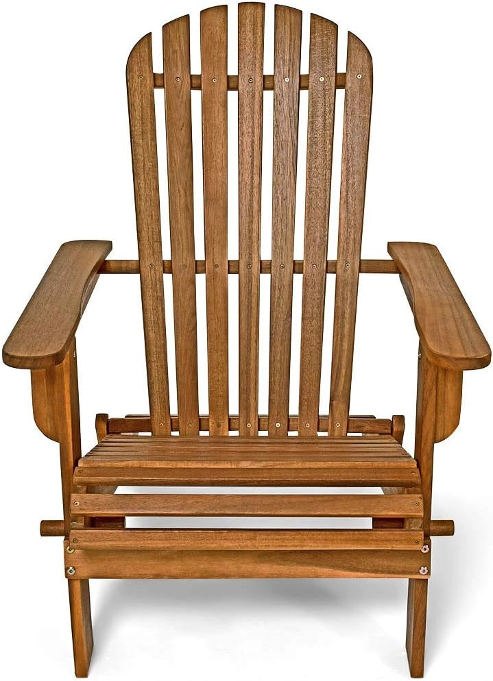 Deuba® Sedia prendisole relax Adirondack in legno d' acacia pieghevole estremità arrotondate per giardino o terrazza