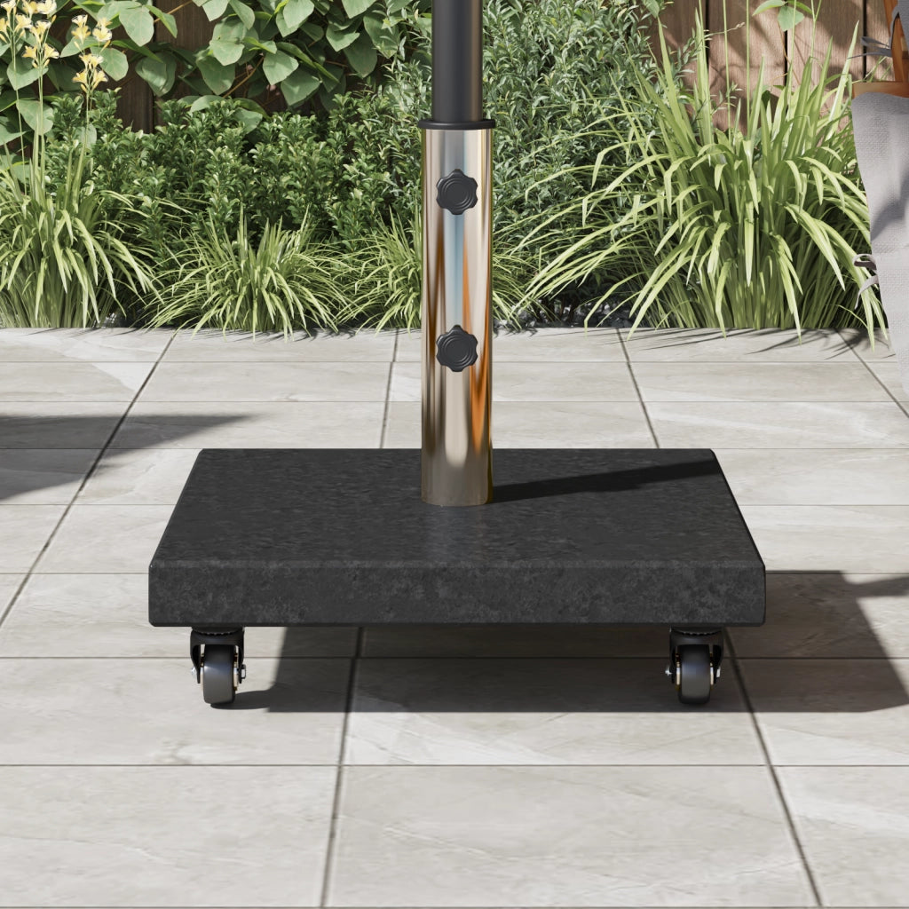 Base per ombrellone con ruote per pali Ã˜38/48mm in granito nero 30 kg quadrata