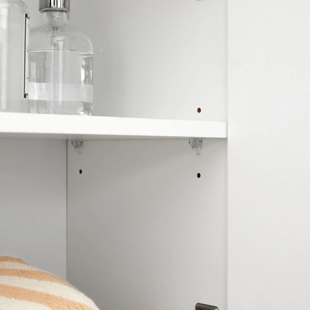 Mobiletto da bagno indipendente con contenitore cassetto a doppia anta ripiano regolabile per ingresso/corridoio 60 x 30 x 80 cm bianco 12_0006503