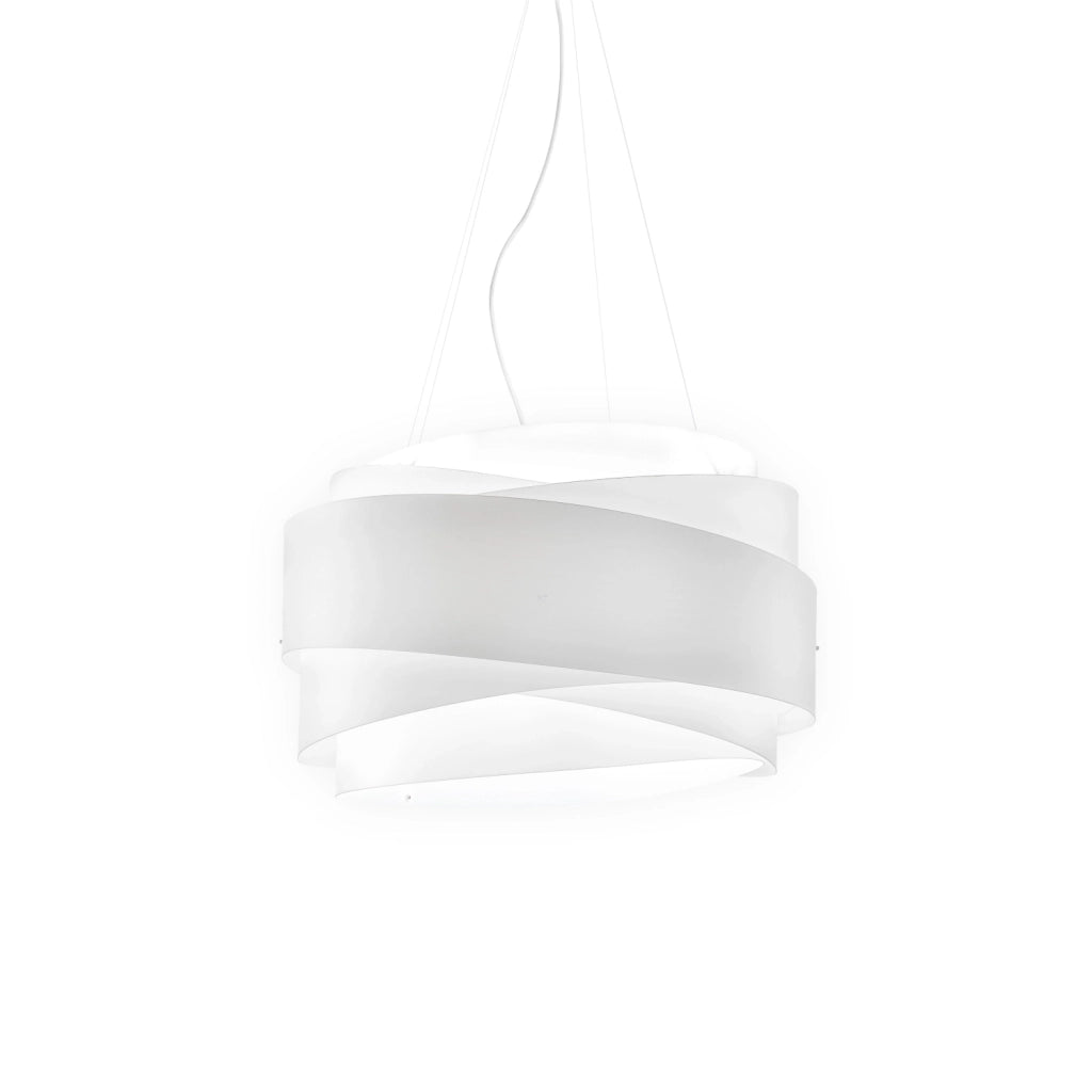 Sospensione Moderna Bea Polilux ® Bianco E Metallo Cromo 1 Luce E27 D60Cm