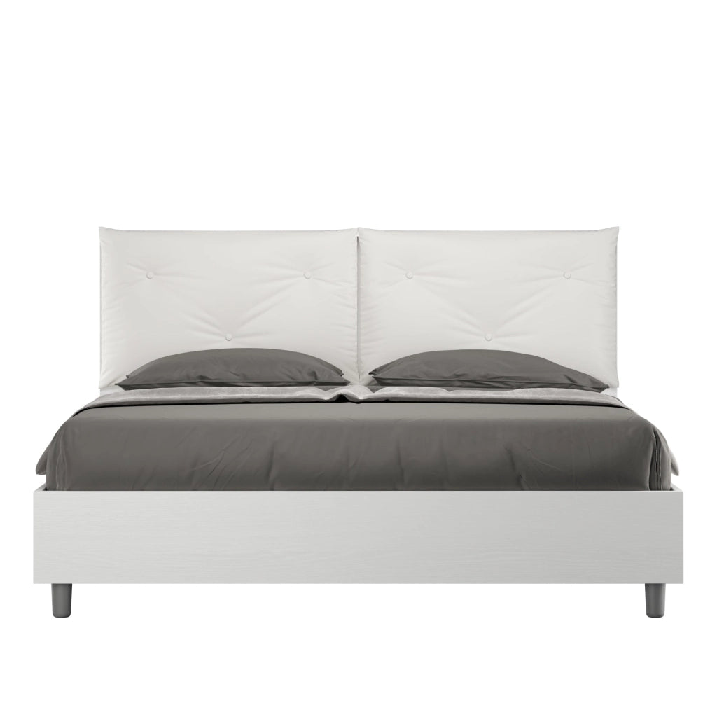 Letto Matrimoniale 160x190 cm con Rete e Contenitore Appia Egos Bianco