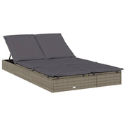 Lettino prendisole sedia a sdraio lettino prendisole letto da giardino mobili da giardino mobili da esterno a 2 posti con cuscini grigi resina intrecciata 02_0012944