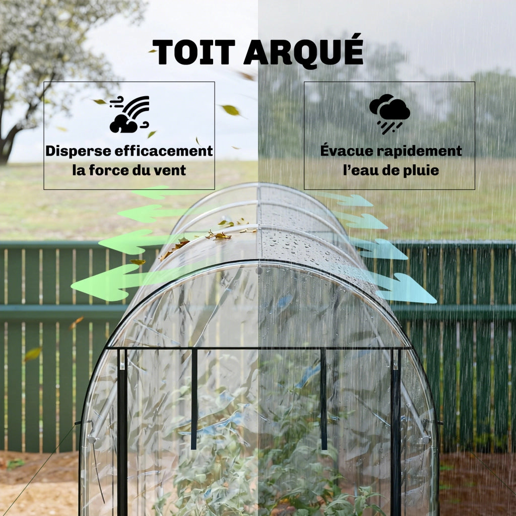 Serra Tunnel da Giardino ¨C Xylo ¨C Acciaio Galvanizzato, 8 Porte, 295x100x197cm