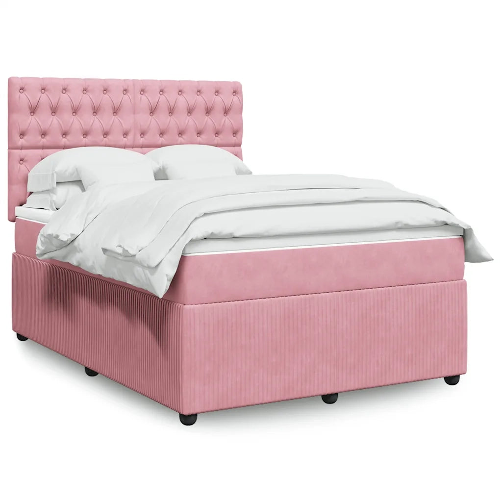 Giroletto a Molle con Materasso Rosa 140x190 cm in Velluto 3294645
