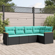 Set Divani da Giardino 5 pz con Cuscini Nero in Polyrattan 3225945
