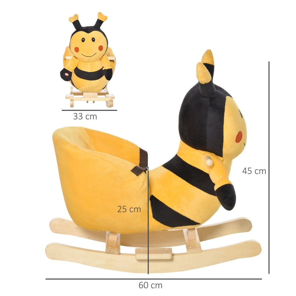 Cavallo a Dondolo per Bambini in Legno Ape Giallo e Nero