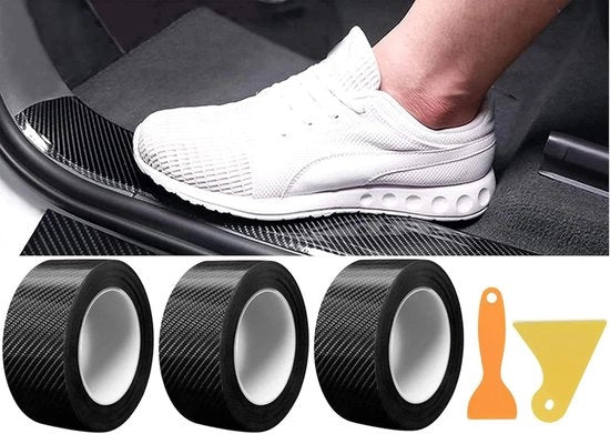 Set di protezione per auto, 3 pezzi, strisce di protezione universali per auto, motocicletta e bicicletta, 5D carbonio fibra vinile, 5 cm x 3 m.