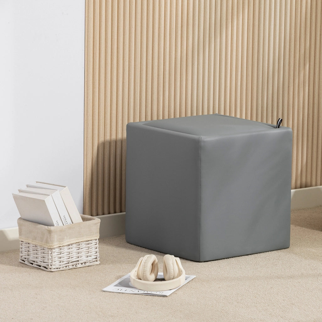 Pouf con vano contenitore ¨C zephmum ¨C similpelle grigio 40x40x40 cm