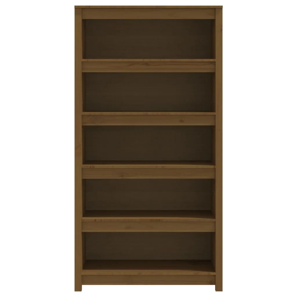 Libreria-Scaffale per Libri-Mobile di Stoccaggio Marrone ambra 80x35x154 cm in Legno Massello di Pino