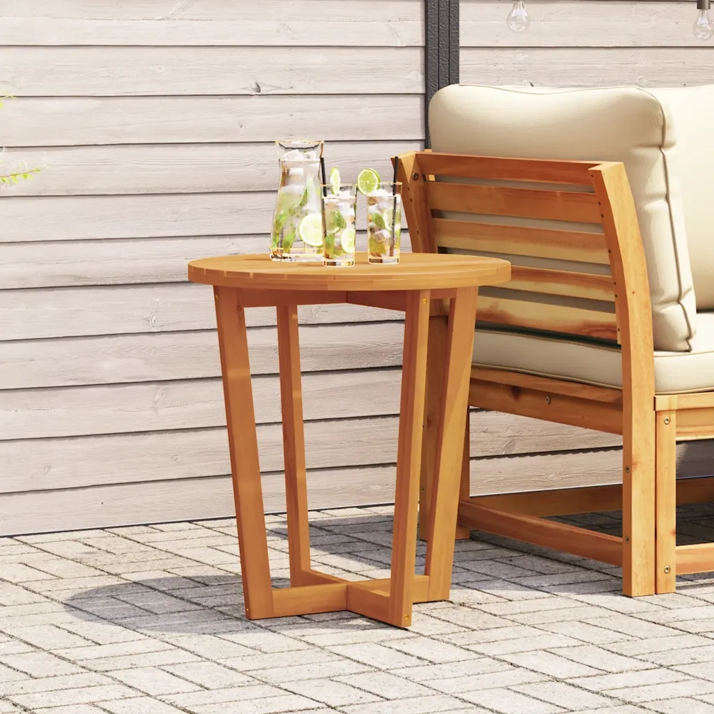 Tavolino da giardino rotondo Ø70x75 cm in Legno Massello di Acacia 4108133