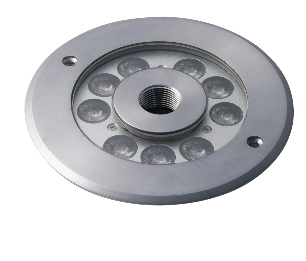 INCASSO CALPESTABILE LED CROWN DC24V ACCIAIO 18W RGB DIMMERABILE IP68 17X6,7CM