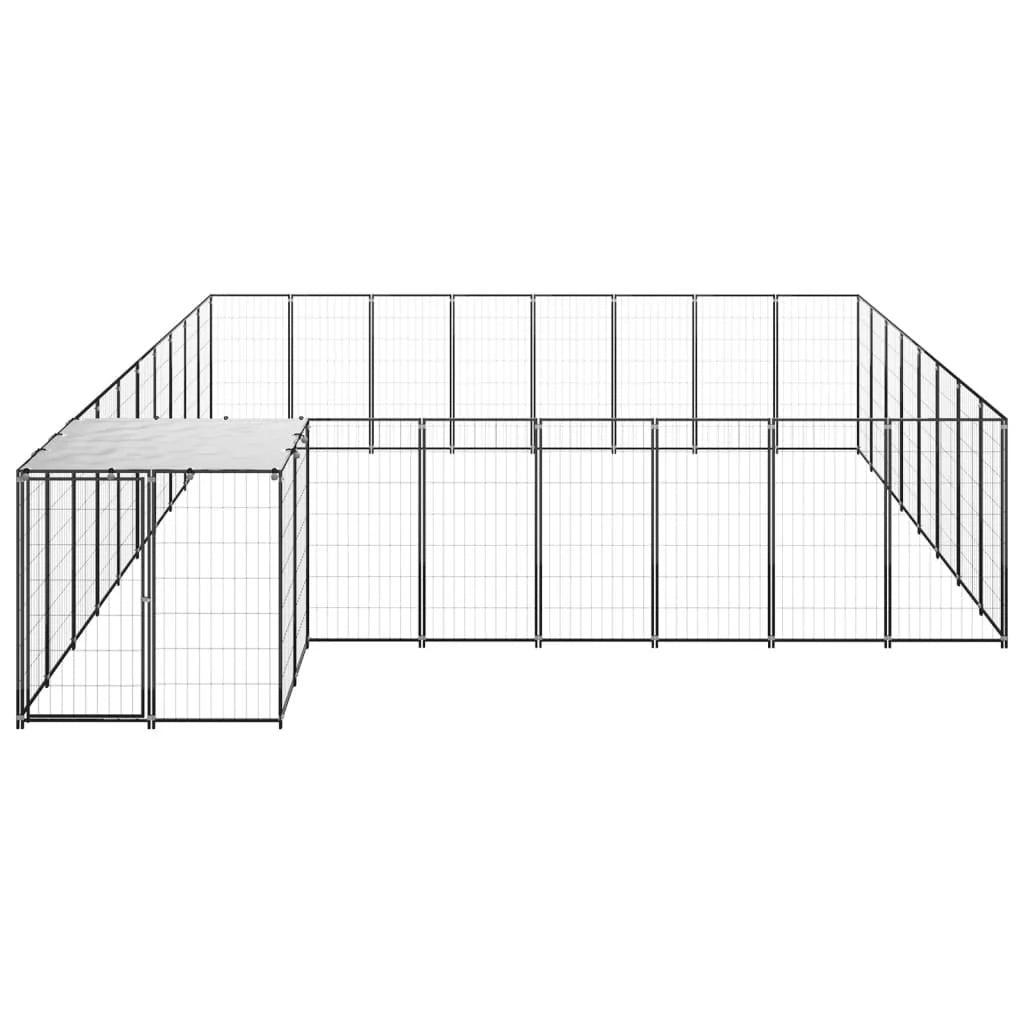 Recinto per animali da esterno per cani 20,57 m² acciaio nero 02_0000507