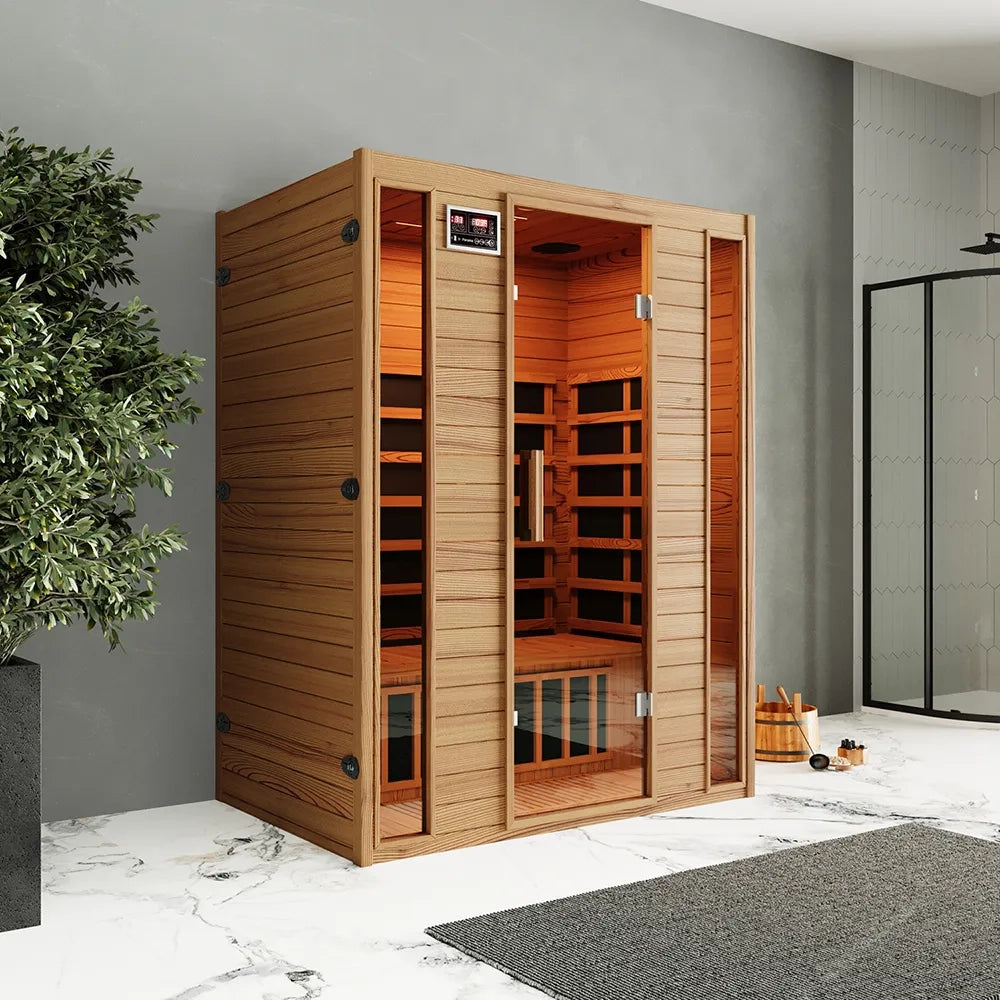 Sauna ad infrarossi 97x146 cm H188 in legno Hemlock con radio integrata | Oulu