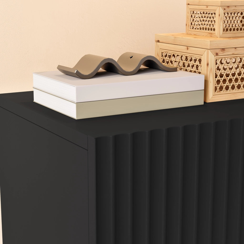 Comodino Sospeso da Parete Nand con Cassetto e Scomparto 42x30x30 cm Nero [en.casa]