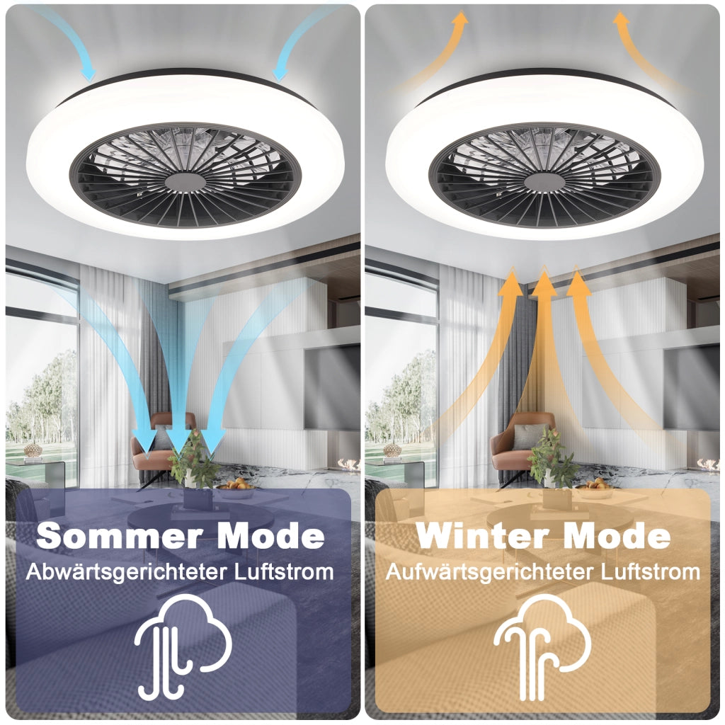 ZMH Ventilatore da soffitto a LED bianco con illuminazione Ventilatore da 40 W silenzioso con telecomando dimmerabile