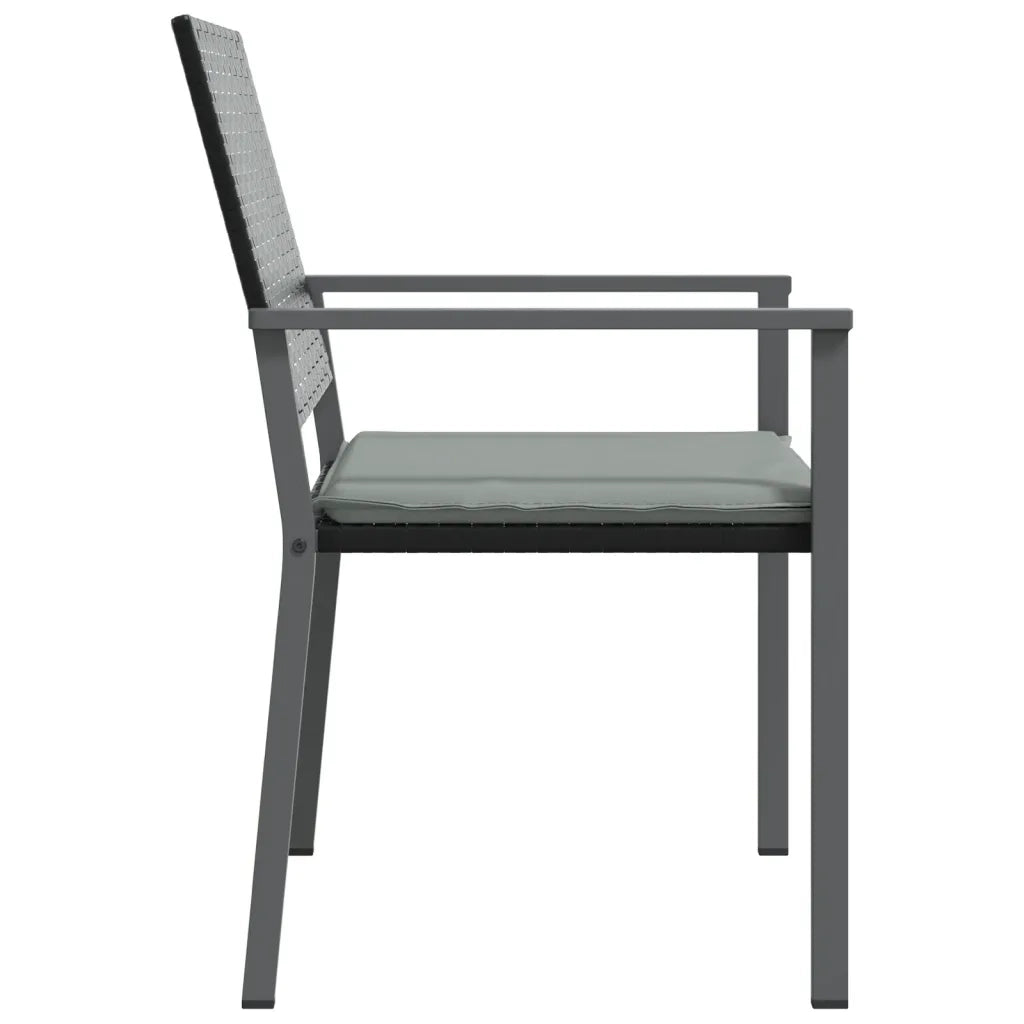 Sedie da Giardino con Cuscini 2 pz | Sedie da Esterno Nere 54x62,5x89 cm Polyrattan