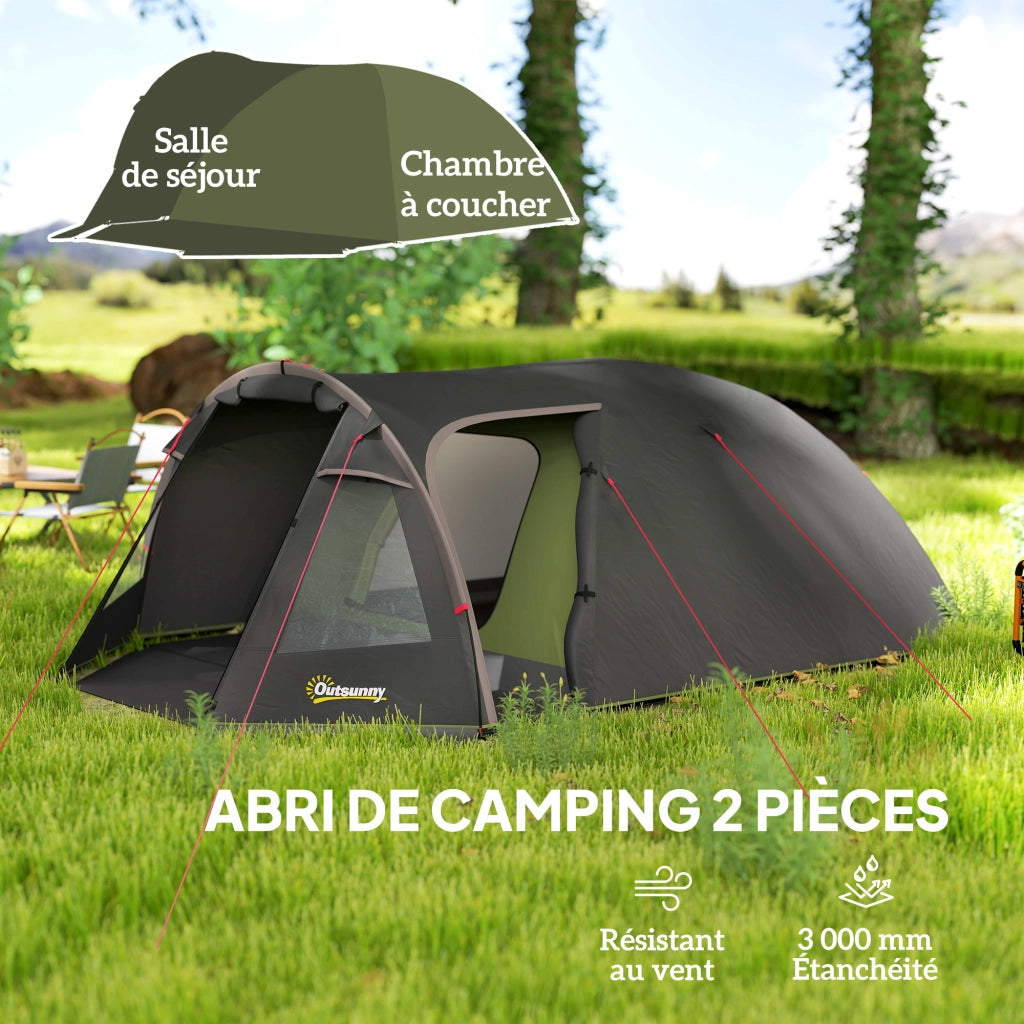 Tenda da campeggio familiare 2-4 persone impermeabile ¨C zephmum ¨C 3.6x2.5x1.3 m nero