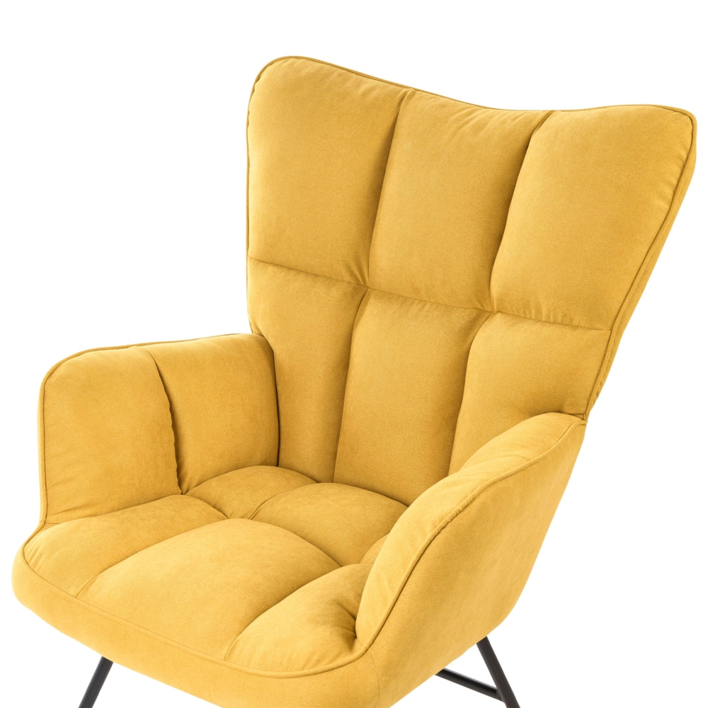 Sedia a dondolo Giallo Tessuto poliestere Rivestimento Gambe di legno Moderna
