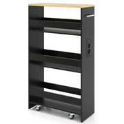 Carrello portaoggetti sottile 47,5 x 20 x 80,5 cm con comoda stazione di ricarica design moderno in legno ingegnerizzato nero 20_0018939