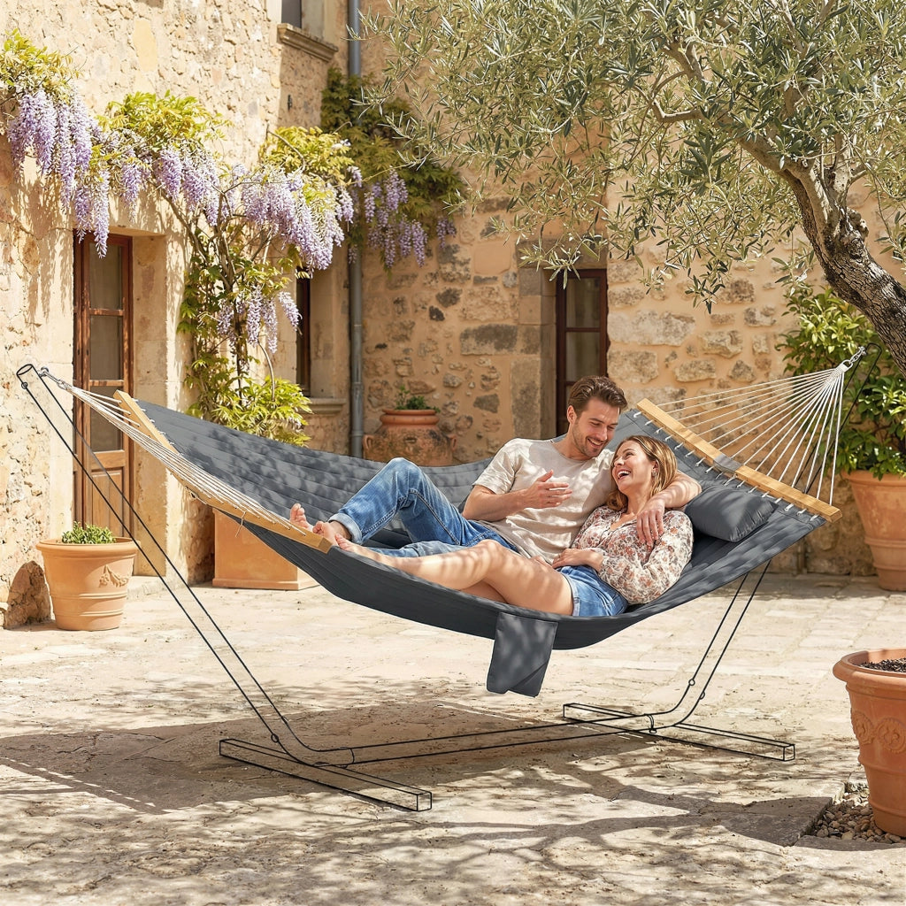 Amaca da Giardino con Testiera e Tasche ¨C Zephmum ¨C 200x140cm Legno 200kg