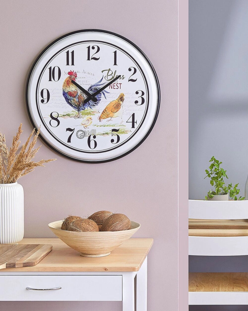 Orologio da parete in ferro Multicolore con quadrante aperto design country retrò rotondo 48 cm