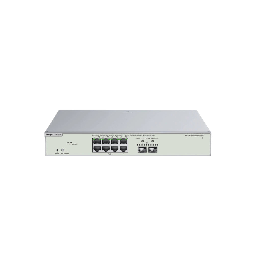 Reyee cloud switch managed multigigabit l3 4x2,5ge poe++, 12x2,5ge poe+ 4x10ge sfp+power budget 370w - RG-NBS5300-8MG2XS-UP