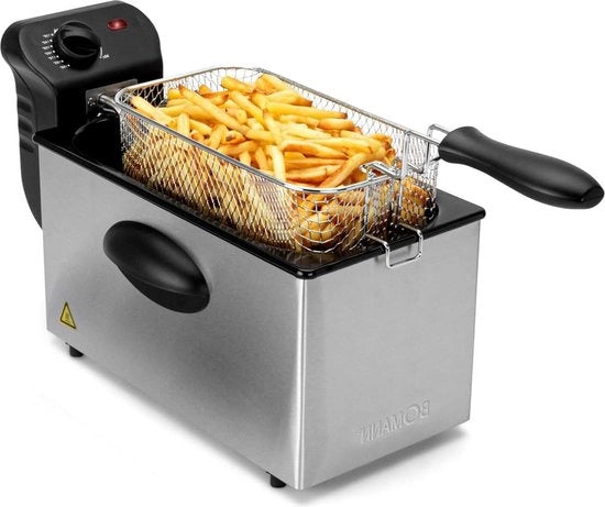 Friteuse elettrica con olio - Friteuse semi-professionale FR 2264 CB - 3 L - Nero e Acciaio Inox