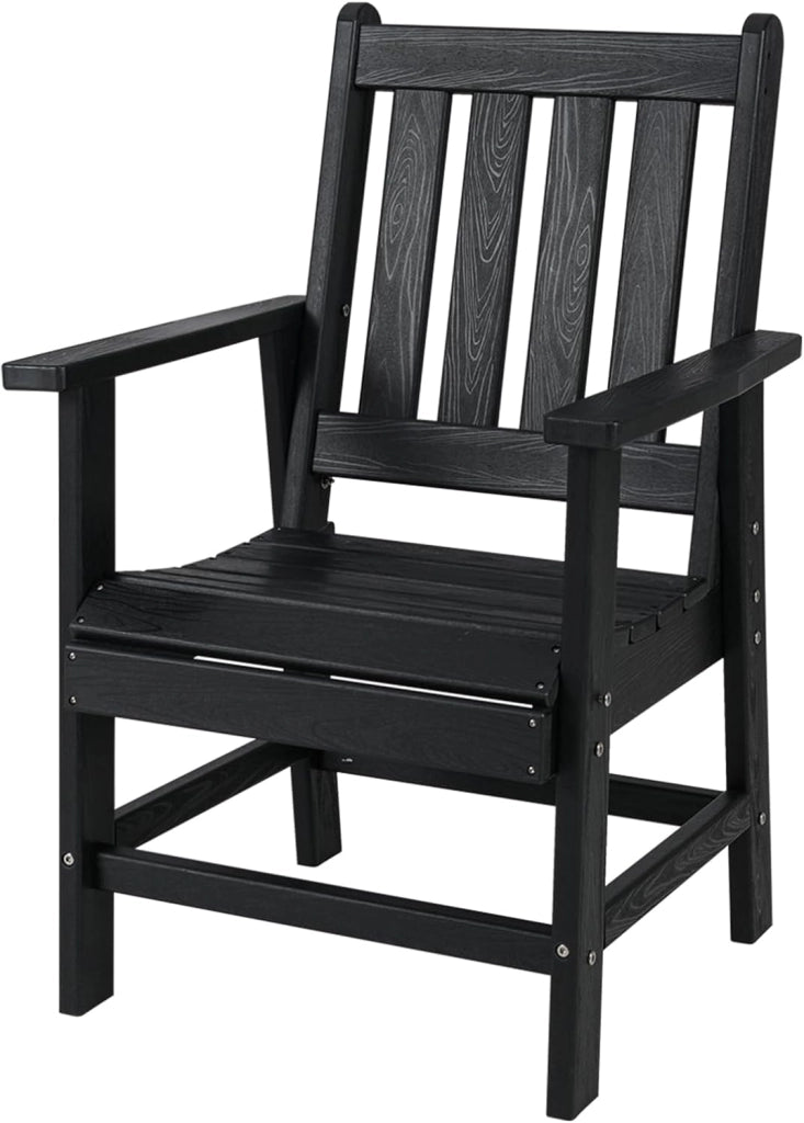 Sedie da giardino con design a lamelle, sedie da campeggio con schienale inclinato e braccioli, sedie da terrazza per veranda, balcone (nero)