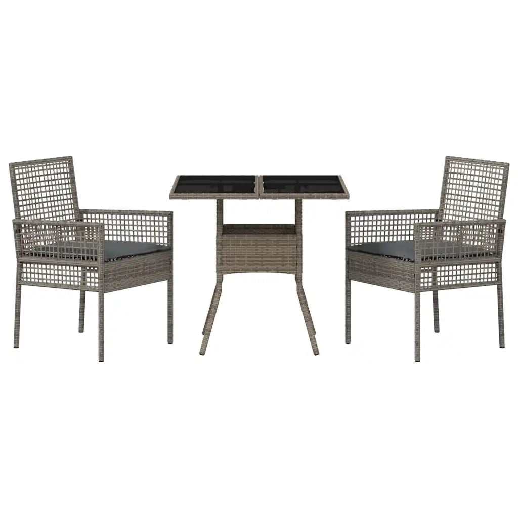 Set da Pranzo per Giardino 3 pz | Set Salotto da Giardino Grigio polyrattan