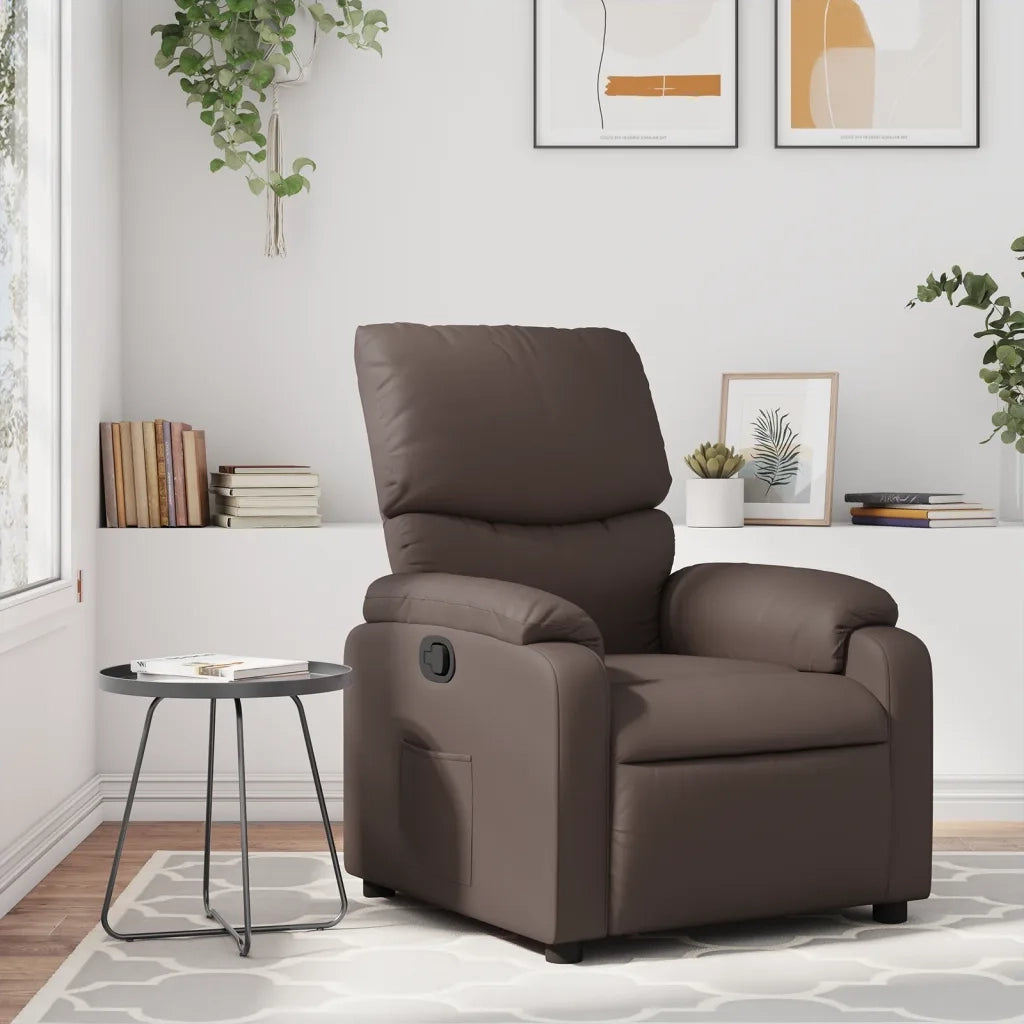 Poltrona | Sedia Relax Reclinabile Marrone in Similpelle